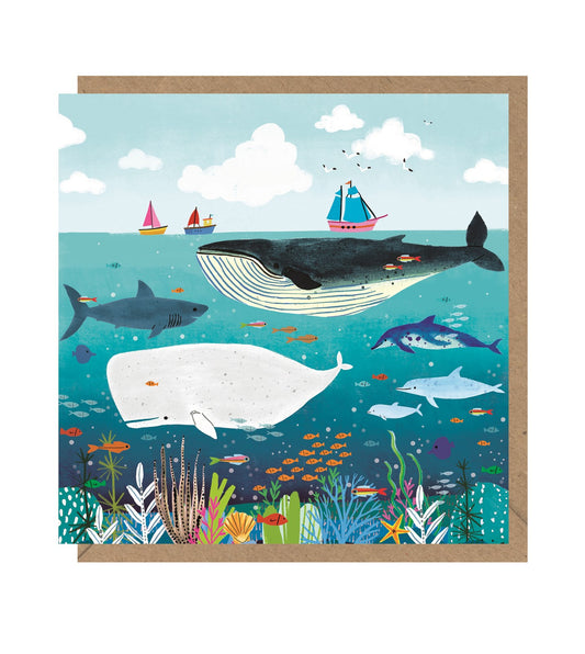 Ocean Scene Whales Card