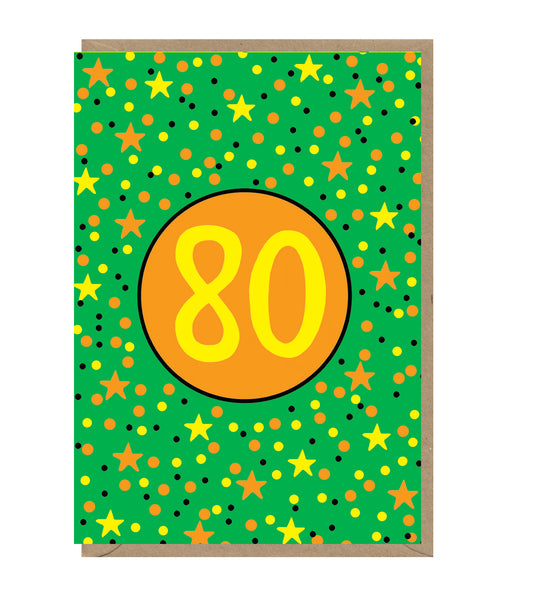 Age 80 Neon Birthday Card