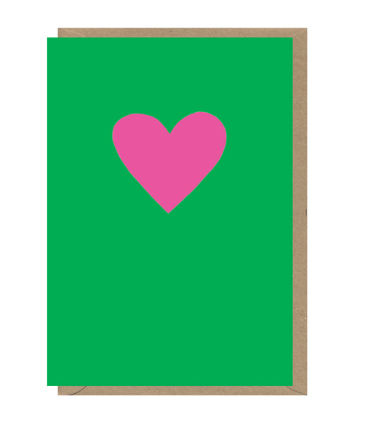 Neon Pink Heart on Green Card