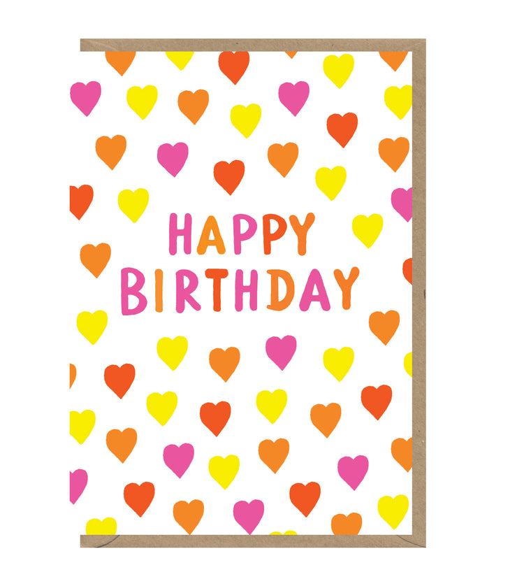 Happy Birthday Mixed Hearts Card