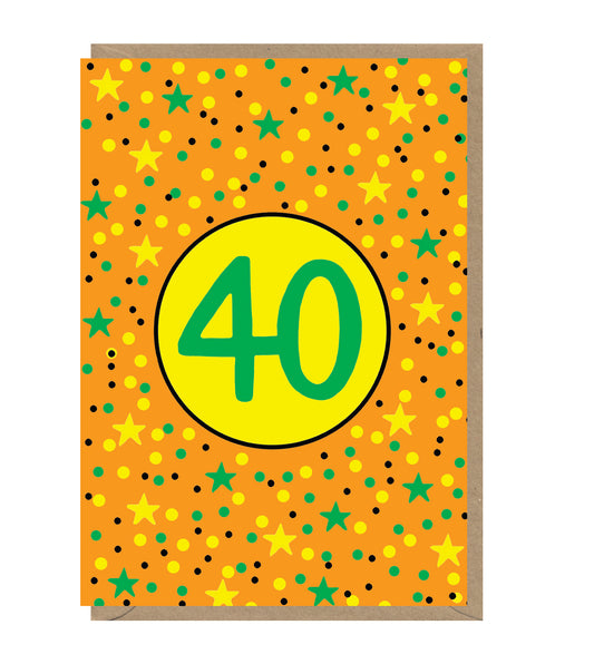 Age 40 Neon Birthday Card