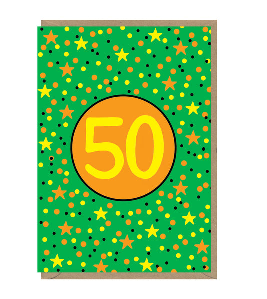 Age 50 Neon Birthday Card